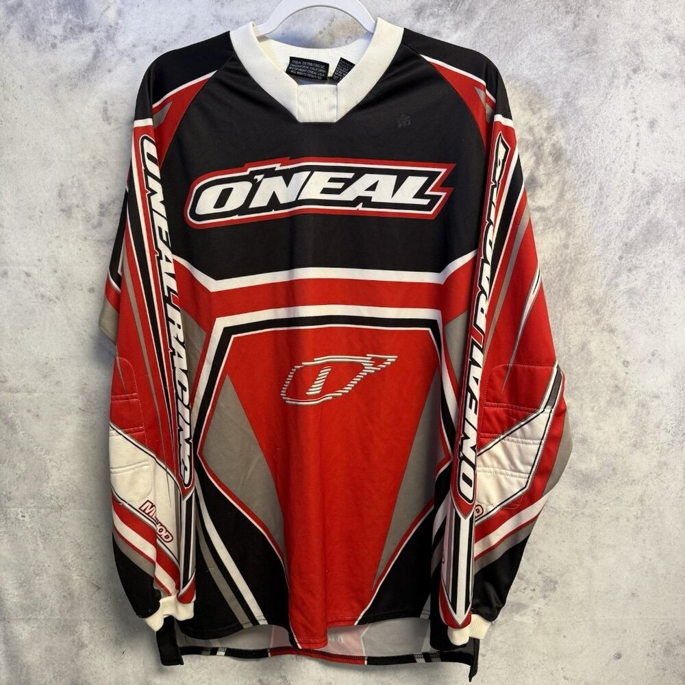 Vintage Oneal Motocross Jersey Mens Large Red Long Sleeve Element Series Racing